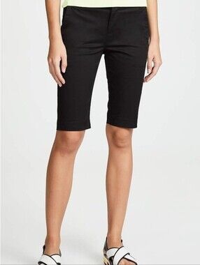 Vince Side Buckle Bermuda Shorts Cotton Twill Knee length Black Size 6 Org. $115